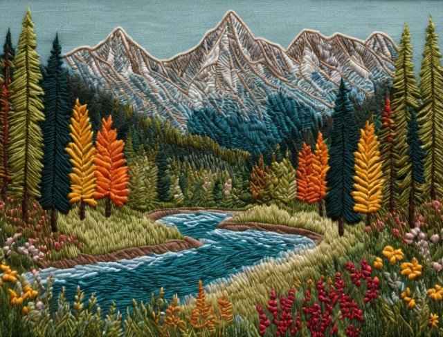 embroidered scenery summer