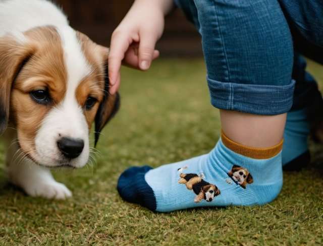 embroidered sock puppy