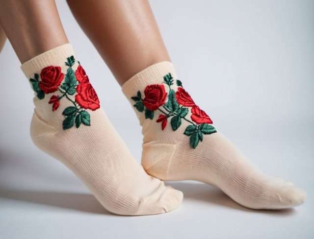 embroidered sock roses