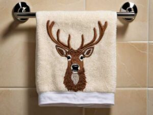 embroidered washcloth deer