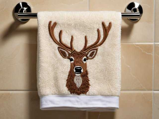 embroidered washcloth deer