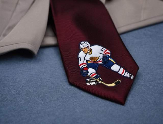 necktie embroidery hockey