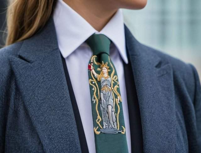 necktie embroidery lady justice