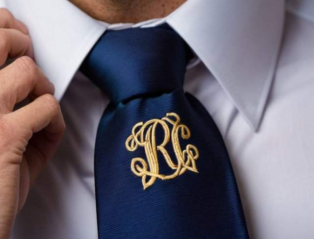 necktie embroidery monogram