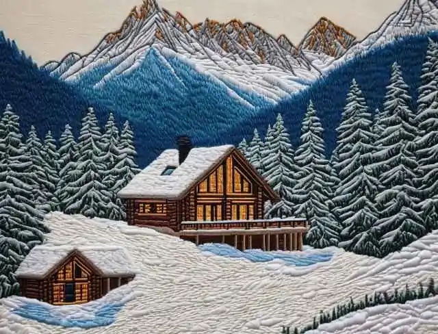 scenery embroidering mountain lodge