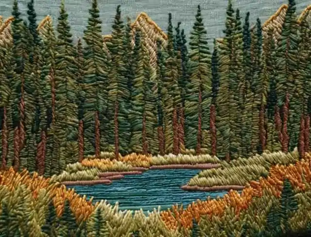 scenery embroidering.pond