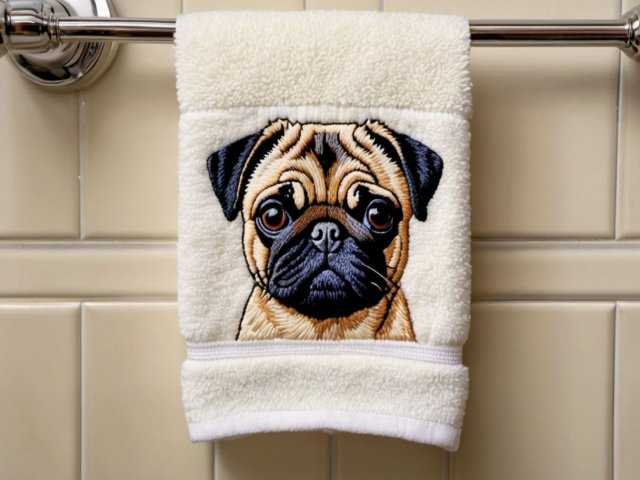 washcloth embroidery pug