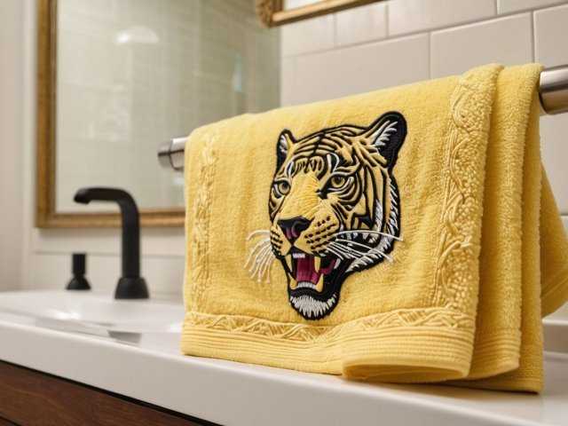 washcloth embroidery tiger