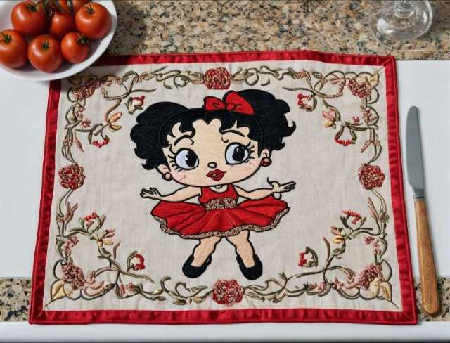 cartoon character embroidered placemat