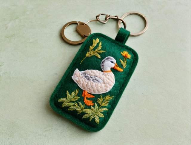 keychain embroidery duck