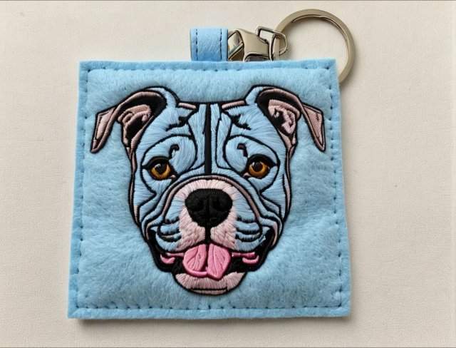 keychain embroidery pitbull