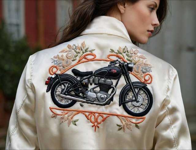 vehicle embroidery classic motorcyle