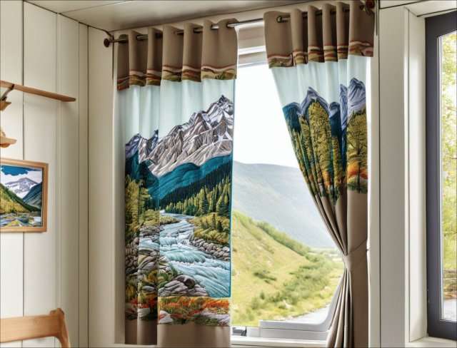 RV curtain embroidery