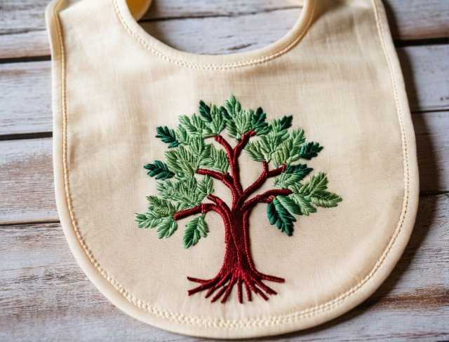 baby bib embroidery tree of life