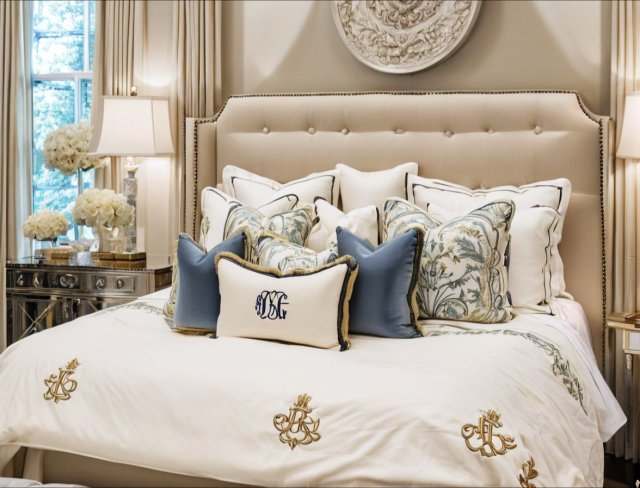 bed linen embroidery.- throw pillow