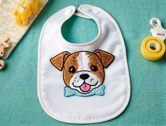 bib embroidery puppy