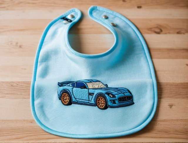 blue baby bib embroidery