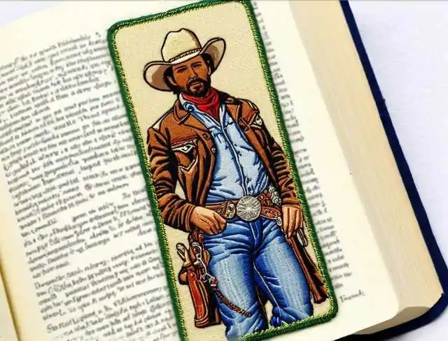 cowboy embroidered bookmark