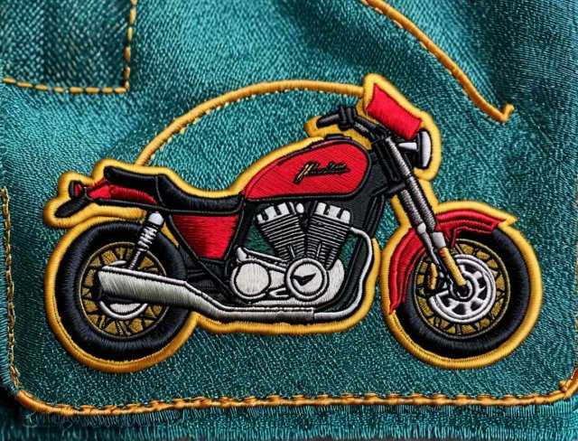 embroidered applique motorcycle