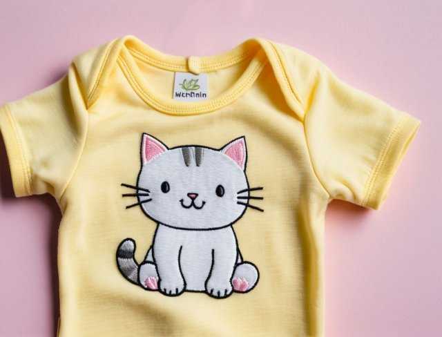 embroidered baby attire bodysuit cat