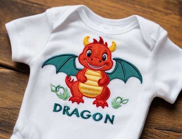 embroidered baby attire bodysuit dragon