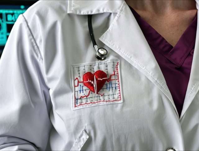 embroidered medical apparel lab coat