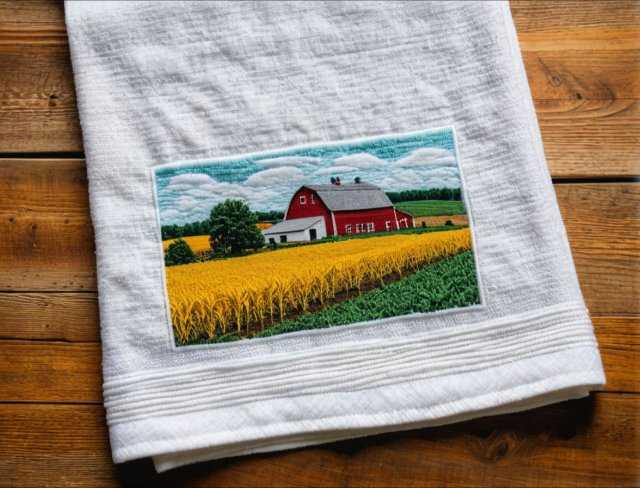 kitchen towel embroidery, flour sack towel