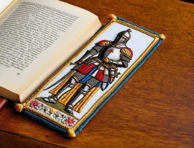 knight bookmark embroidery