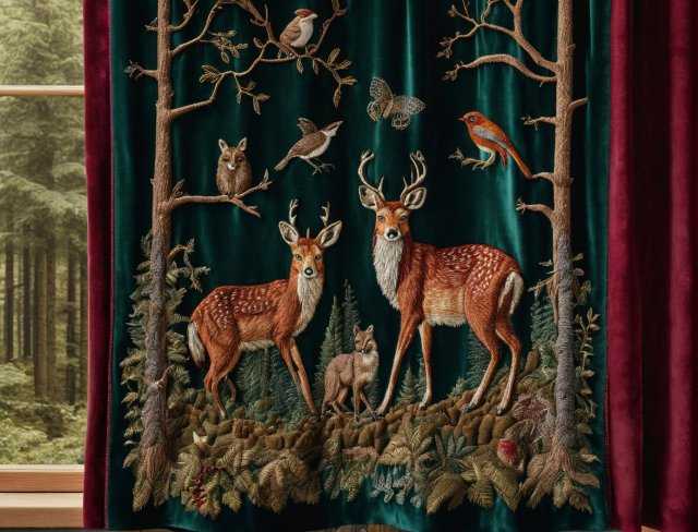 nature curtain embroidery