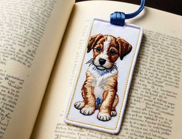 puppy embroidered bookmark