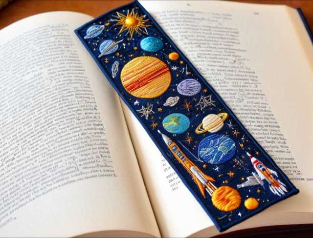 sci-fi bookmark embroidery