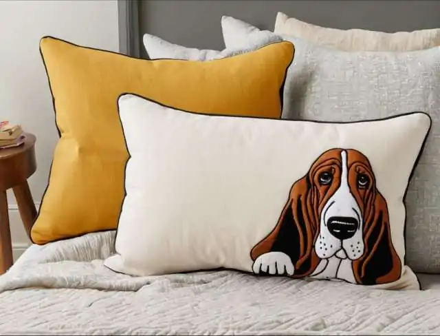 throw pillow embroidery basset hound