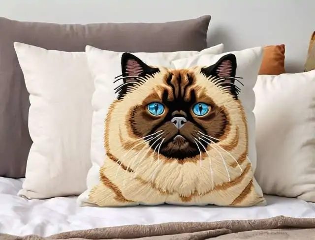 throw pillow embroidery cat