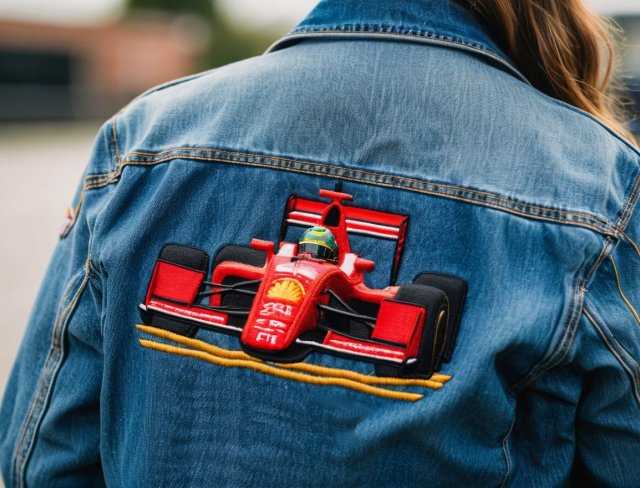 F1 denim jacket embroidery