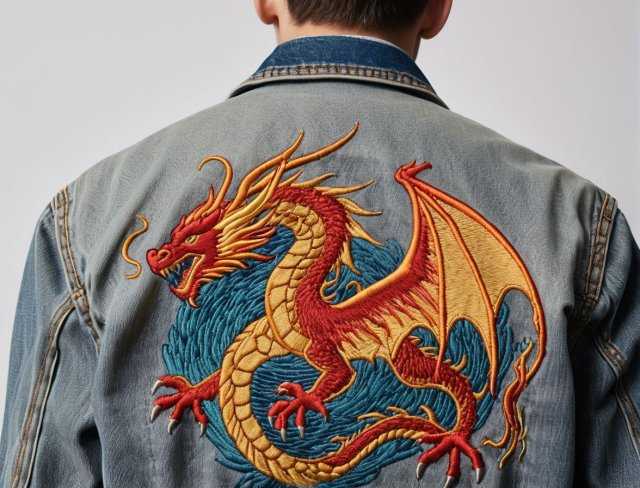 dragon embroidered denim jacket