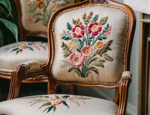 embroidered upholstery parlor chair