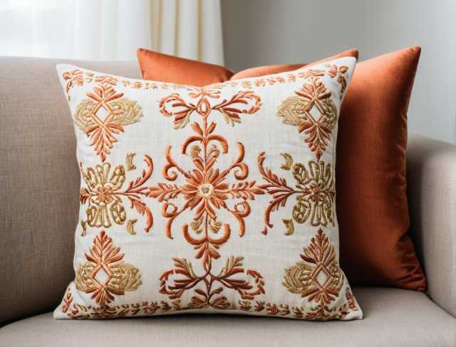 embroidered upholstery throw pillow