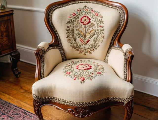 embroidered upholstery victorian parlor chair