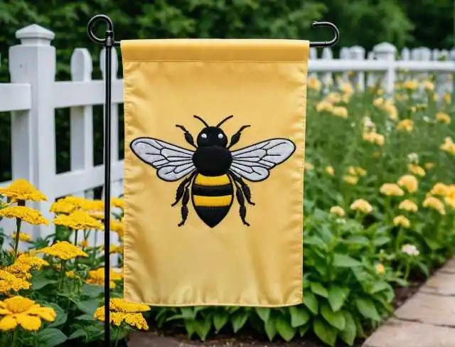 garden flag embroidery bumble bee