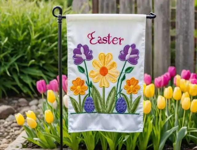 garden flag embroidery easter