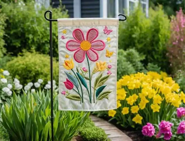 garden flag embroidery spring