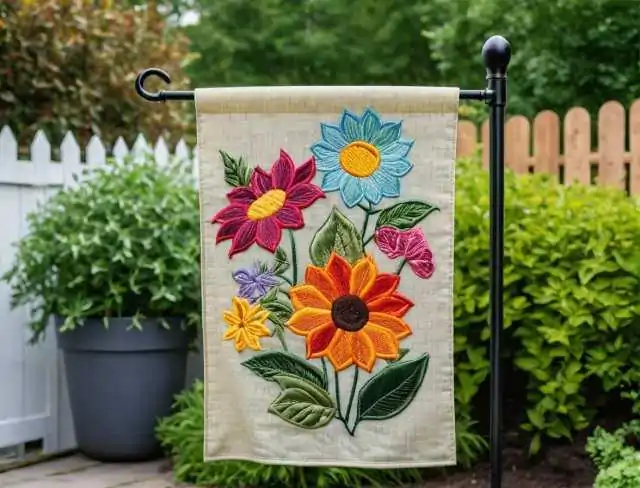 garden flag embroidery summer