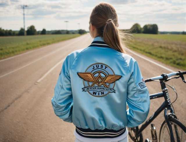 light blue satin jacket embroidery