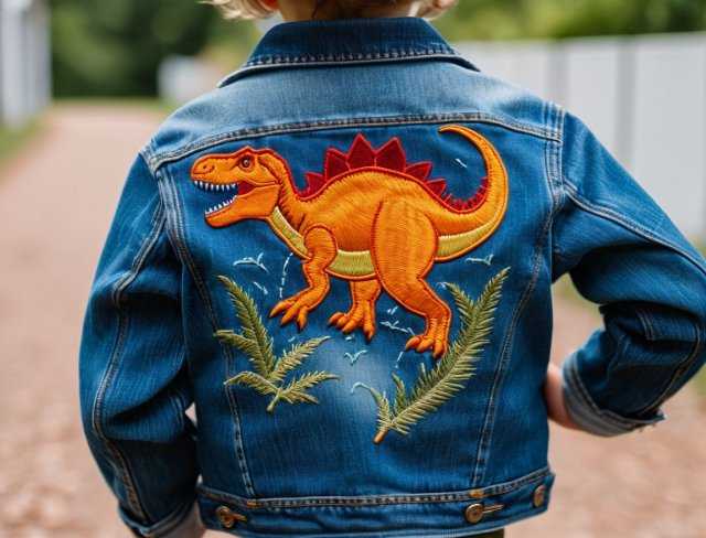 male child denim jacket embroidery