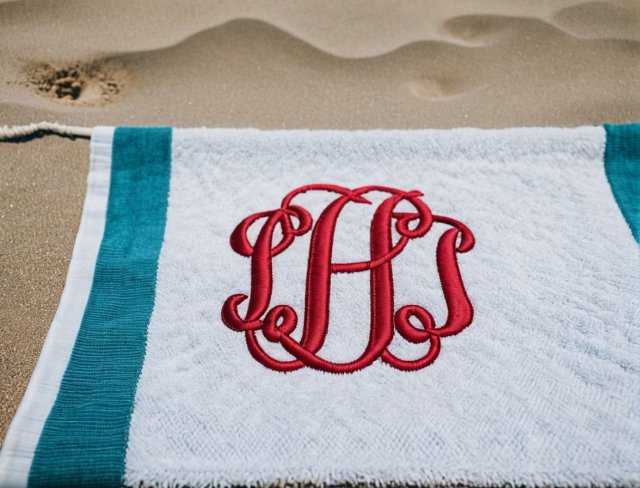 monogrammed embroidered beach towel