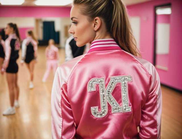 pink satin jacket embroidery