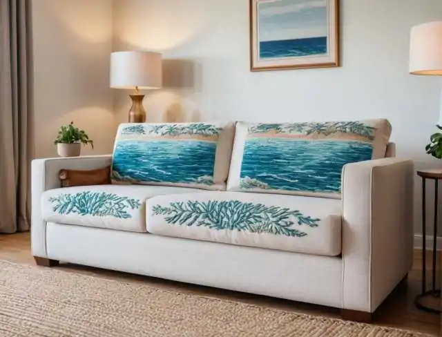 sleeper sofa embroidered upholstery