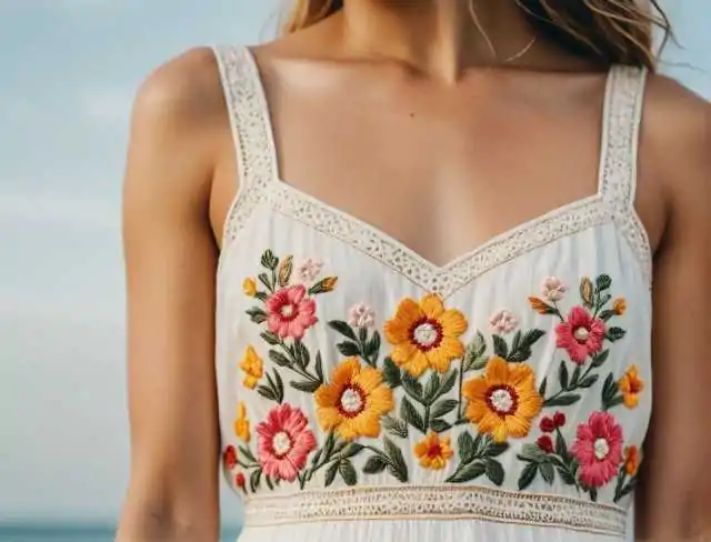 sun dress upcycle embroidery