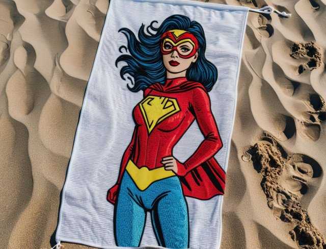 super hero beach towel embroidery