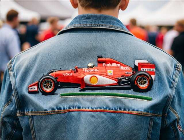 surreal embroidery race car